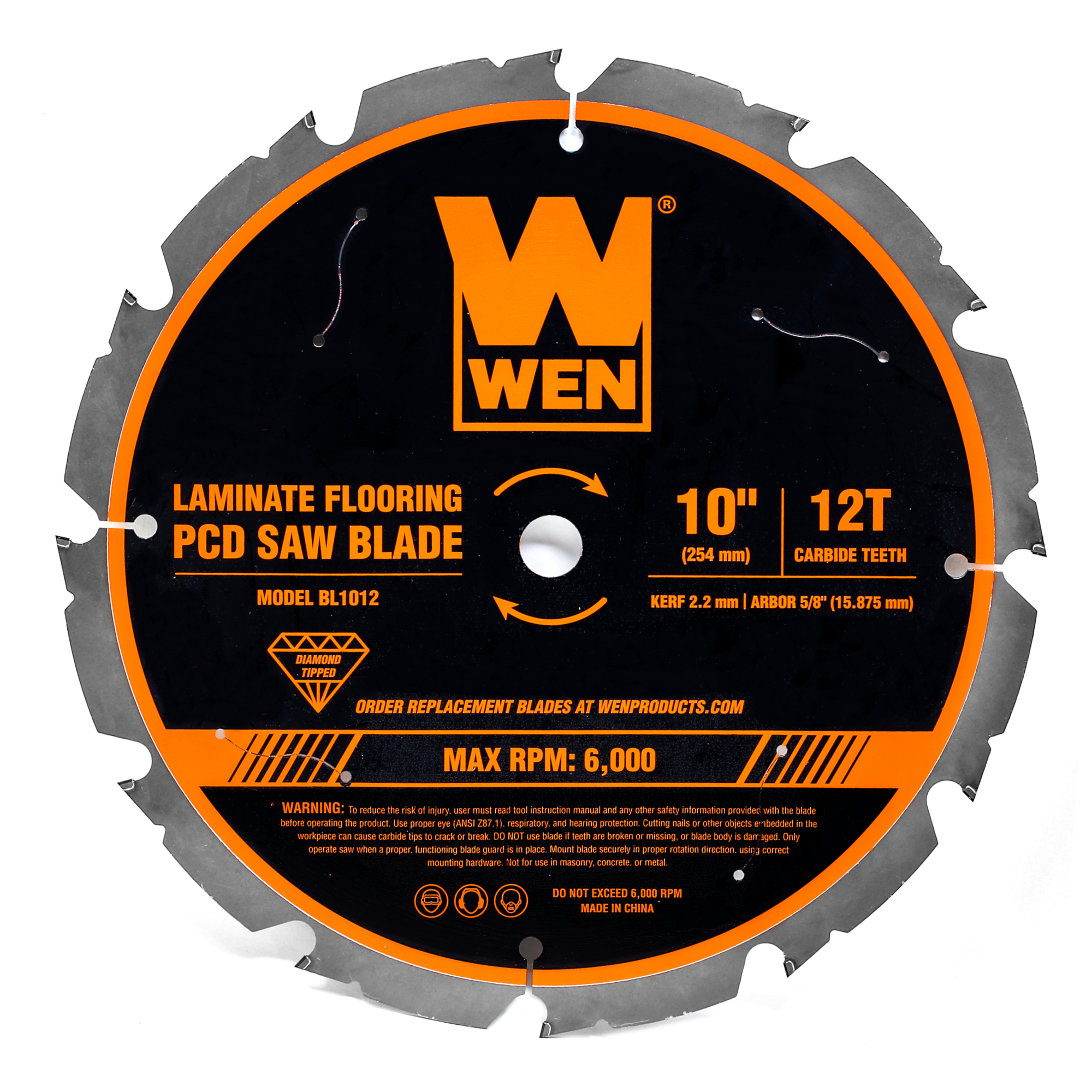 WEN Diamond-Tipped Circular Saw Blade - 10in. dia., 12-Tooth, 5/8in. Arbor, Ultra-Thin Kerf, Model# BL1012